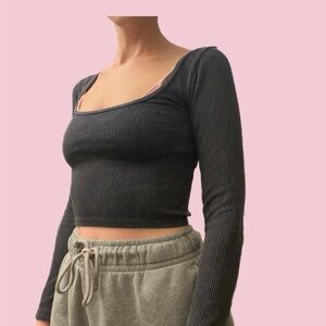 Charcoal grey Zara crop top